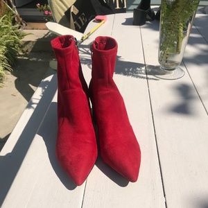 Red Suede Marc Fisher Ankle Boots
